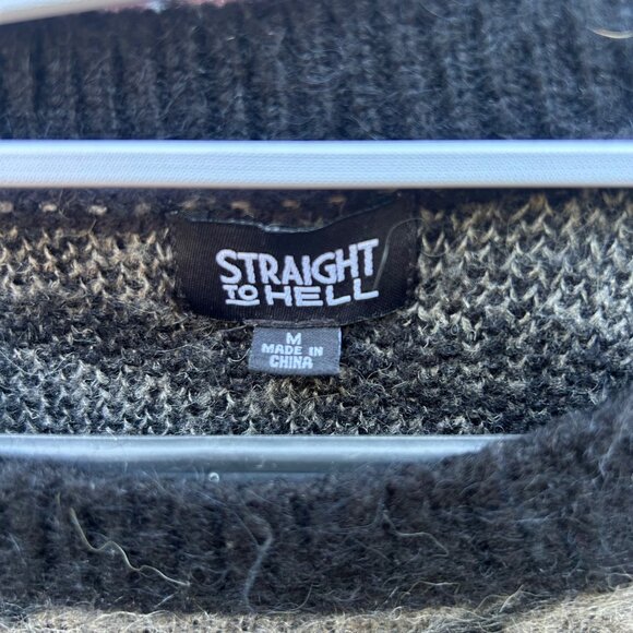 Straight to Hell Ainsley Zebra Pullover Sweater Men Long Sleeve Gray Black M - Picture 5 of 11